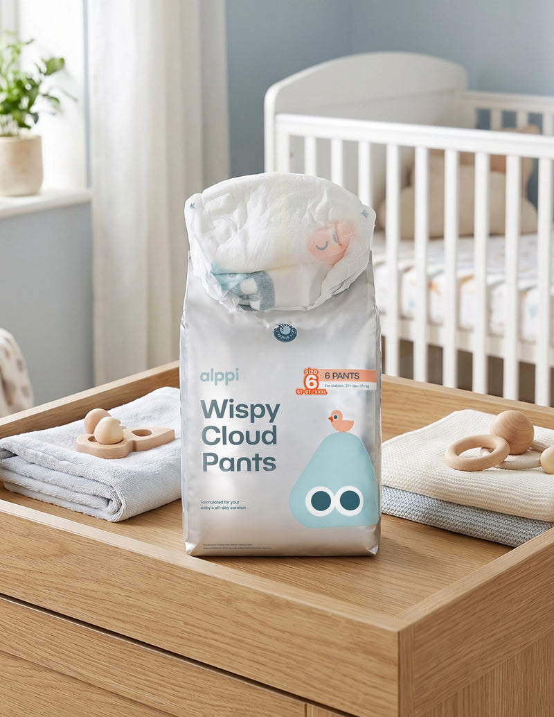Alppi Wispy Cloud Pants in the nursery
