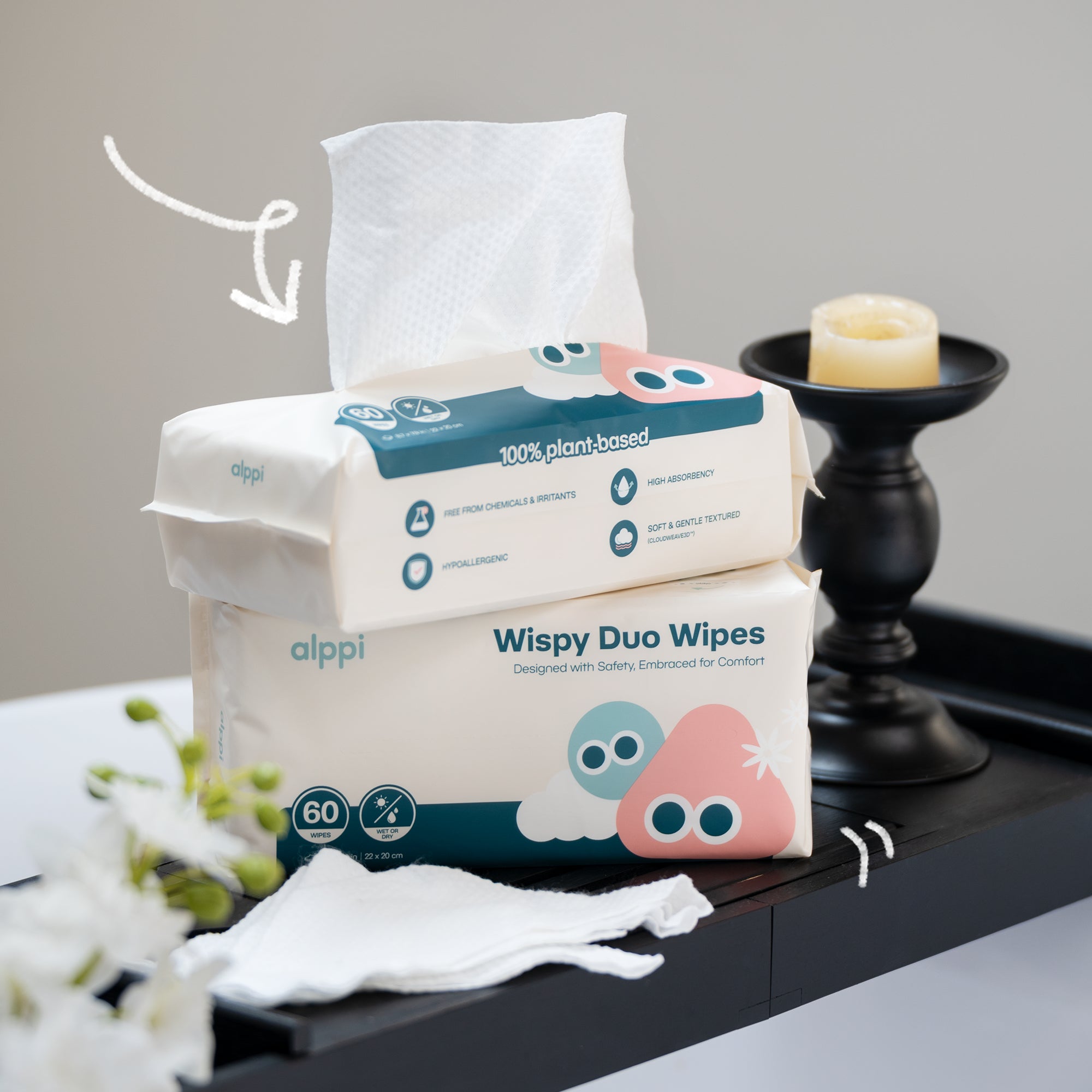 Wispy Duo Wipes (Dry)