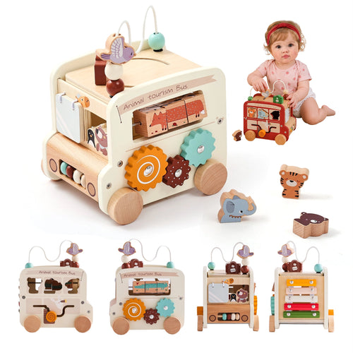 Alppi Animal Activity Bus wooden learning toy