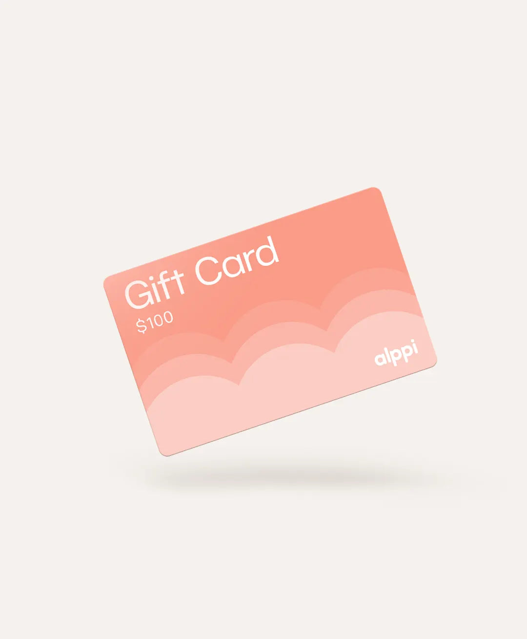 Alppi Baby $100 gift card in pink salmon with wave design - thoughtful baby shower or new parent gift